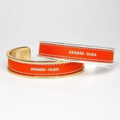Fornash New Arrivals Upcycled Designer Ribbon Bracelet - Orange Hermes