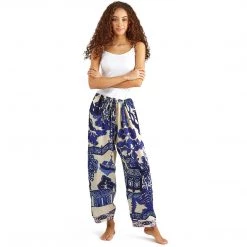 Two's Company Blue & White Chinoiserie Drawstring Pant New Arrivals