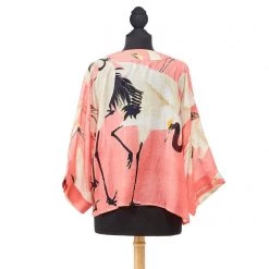 Two's Company Peony Pink Heron Cropped Kimono New Arrivals