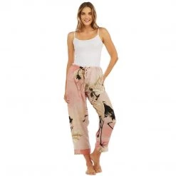 Two's Company New Arrivals Pink Heron Drawstring Pant