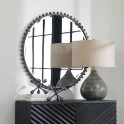 Uttermost New Arrivals Round Gunmetal Bauble Mirror