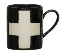 Creativeco-op Swiss Cross Stoneware Mug