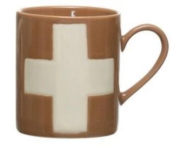 Creativeco-op Swiss Cross Stoneware Mug