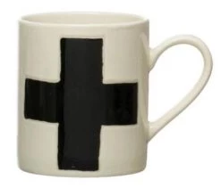 Creativeco-op Swiss Cross Stoneware Mug