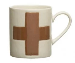 Creativeco-op Swiss Cross Stoneware Mug