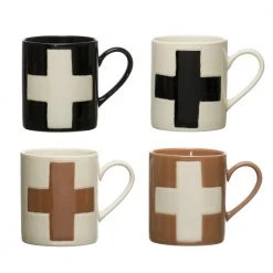 Creativeco-op Swiss Cross Stoneware Mug