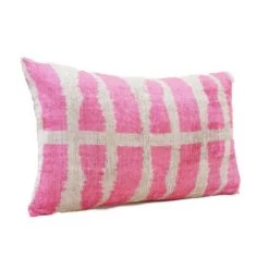 M-D Home Collection New Arrivals Pink Paradise Ikat Turkish Silk Lumbar Pillow