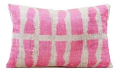 M-D Home Collection New Arrivals Pink Paradise Ikat Turkish Silk Lumbar Pillow
