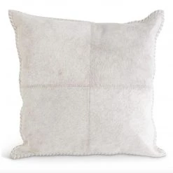 K & K Interiors New Arrivals Cowhide Whipstitch Shorthair Throw Pillow