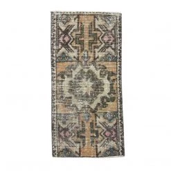 Rugser Adila - Tan, Green & Pink Turkish Mini Rug