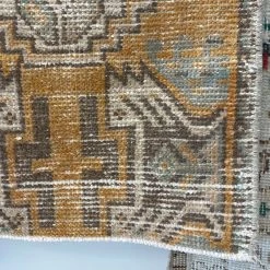 Rugser Ahunisa - Yellow & Tan Vintage Turkish Mini Rug 7 Rugser Ahunisa - Yellow & Tan Vintage Turkish Mini Rug