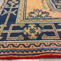 Rugser Behiye - Burnt Orange/Yellow, Blue & Green Turkish Wide Runner Rug