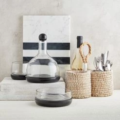 Santa Barbara Design Studio By Creative Brands Black Marble & Glass Bowl Chiller Kitchen & Bath