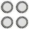 Bombay Duck Black & White Stripy Tea Plates - Set Of 4