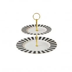 Bombay Duck Black & White Stripy Two Tier Stand