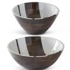 K & K Interiors Mango Wood Enameled Striped Bowls New Arrivals