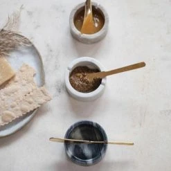 Creativeco-op New Arrivals Marble Bowl W/ Gold Knife