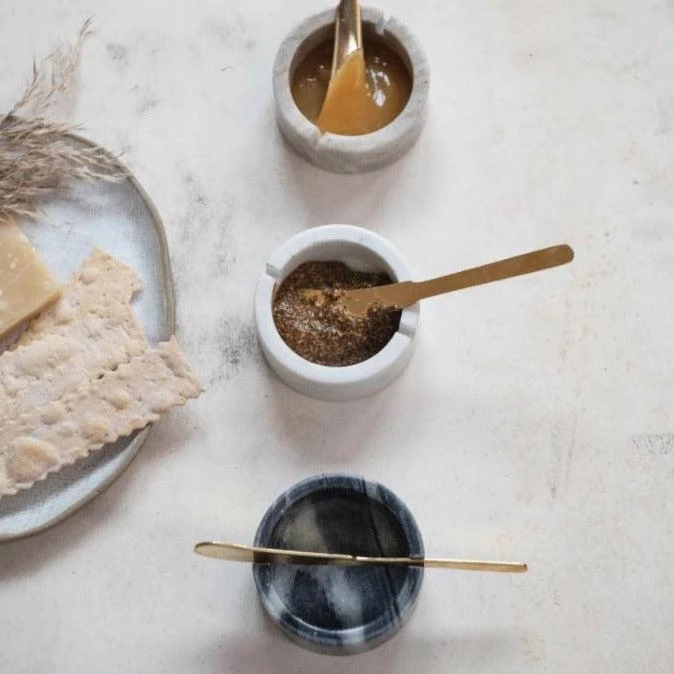 Creativeco-op New Arrivals Marble Bowl W/ Gold Knife 4 Creativeco-op New Arrivals Marble Bowl W/ Gold Knife