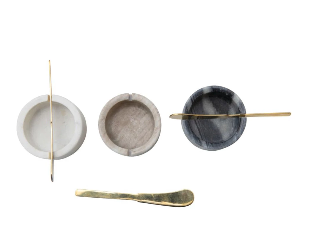 Creativeco-op New Arrivals Marble Bowl W/ Gold Knife 5 Creativeco-op New Arrivals Marble Bowl W/ Gold Knife