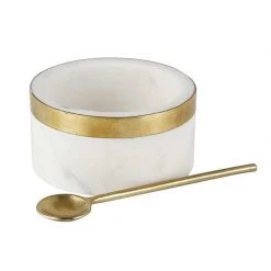 Santa Barbara Design Studio By Creative Brands Marble & Brass Bowl & Spoon Set Kitchen & Bath