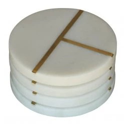 Homart Marble & Brass Circle Coasters Table Top & Servingware