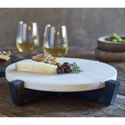 Santa Barbara Design Studio By Creative Brands Marble Tray With Mango Wood Stand In Charcoal New Arrivals