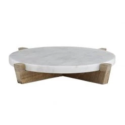 San Marble Tray With Mango Wood Stand In Natural