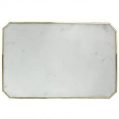 Homart New Arrivals Rectangle Marble Platter With Brass Edge