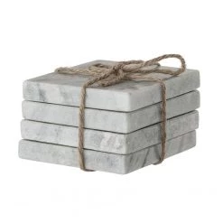 Bloomingville New Arrivals White & Green Marble Square Coasters