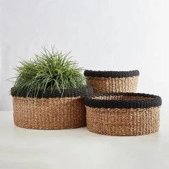 Santa Barbara Design Studio By Creative Brands Home Decor Black Rim Cylinder Basket Set