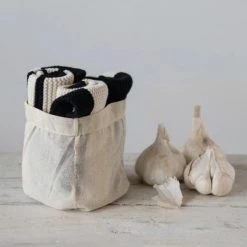 Creativeco-op Black & Cream Cotton Dish Towel - Set Of 3