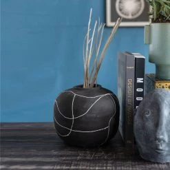 Creativeco-op New Arrivals Hand-Painted Black & White Terracotta Pot
