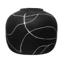 Creativeco-op New Arrivals Hand-Painted Black & White Terracotta Pot